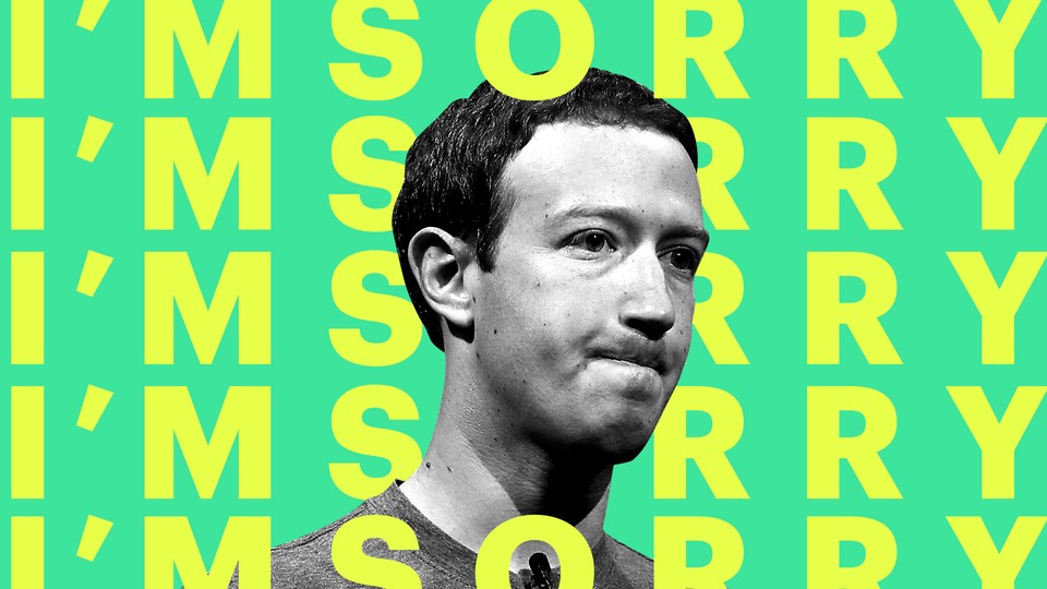 A photograph of Mark Zuckerberg superimposed over the words "I'm sorry"