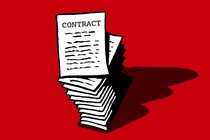 An illustration of a pile of contracts.