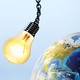 a lightbulb on a chain swinging toward the earth