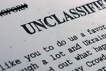 A photograph of the unclassified summary of President Trump's call with President Zelensky.