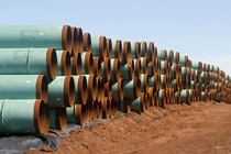 Stacked steel pipes