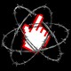 A cursor surrounded by barbed wire