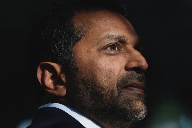 A portrait of Kash Patel, in profile