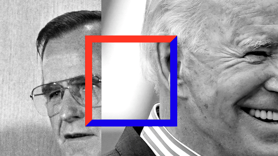 An illustration of George H. W. Bush and Joe Biden