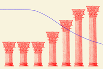 An illustration of an ascending graph and columns.