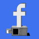Illustration of a Facebook logo above a toppled newspaper box