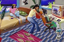 A retro illustration of young people surrounding a large desktop computer and engaging with old social media