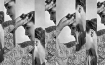 Fractured photo-collage of a woman in seeming discomfort