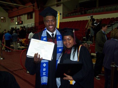 A photo of Alex and Jasmaine on Alex's graduation. 