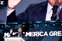 Photo of Tucker Carlson giving a speech