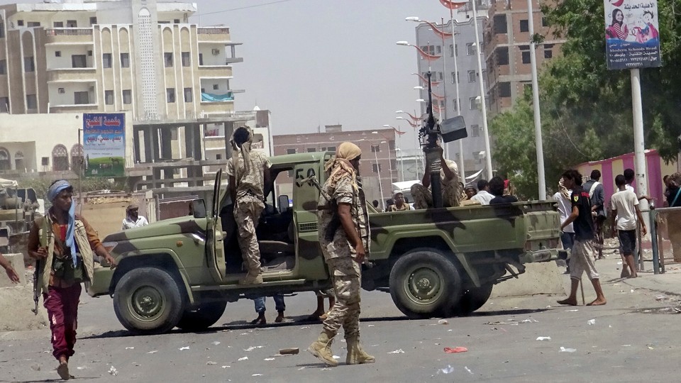 The scene on Monday attack in Aden, Yemen