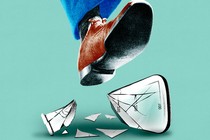 Illustration of a shoe stomping on a broken laboratory beaker