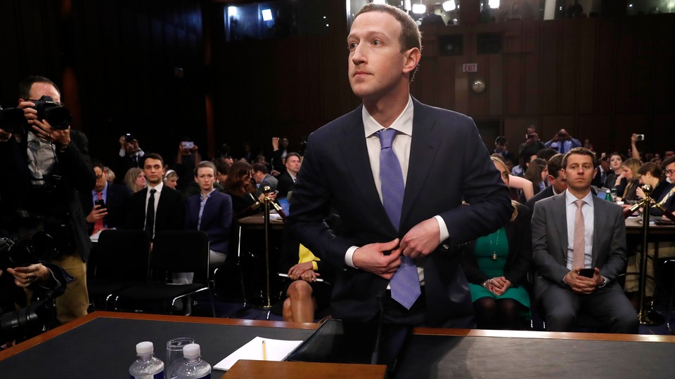 Mark Zuckerberg at the joint Senate Judiciary and Commerce Committees hearing on the company's protection of user data