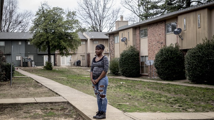 Novasha Miller outside her apartment in Memphis, Tennessee
