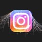 An illustration of the Instagram logo covered in cobwebs