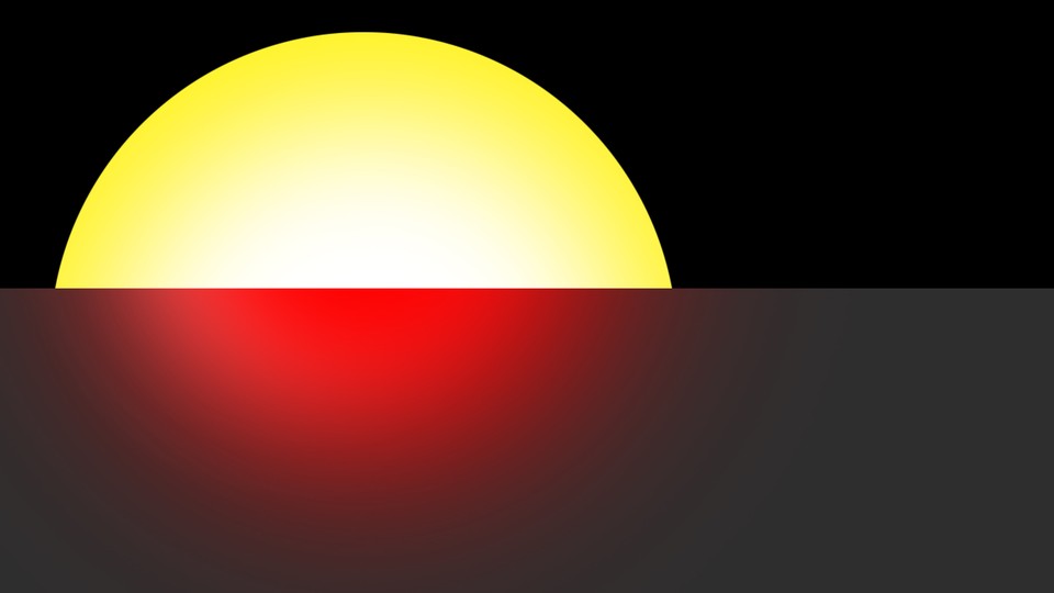 Illustration showing red light radiating from the yellow point in the Australian flag for Indigenous recognition