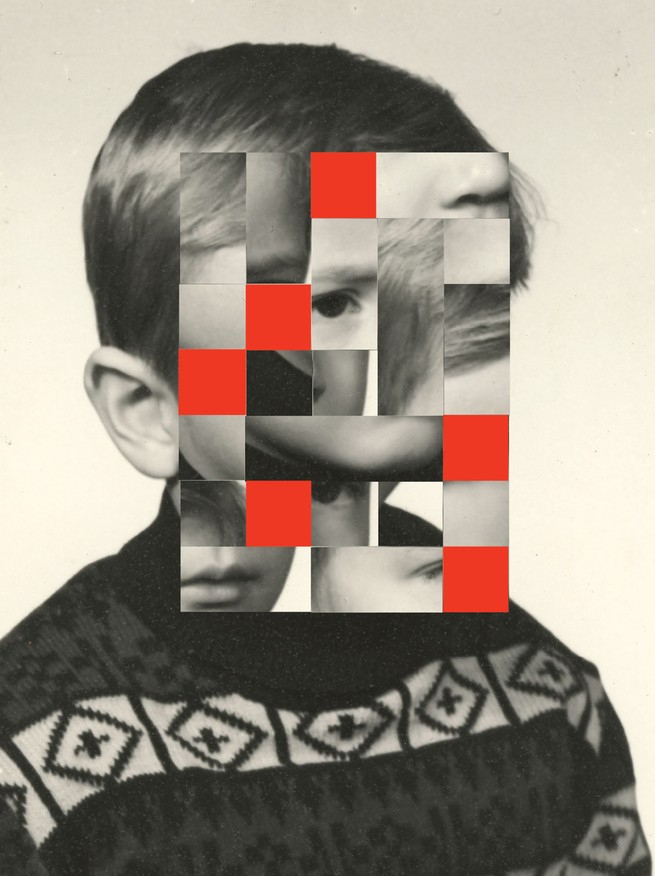 photo illustration of boy with face rearranged as a puzzle
