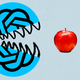Illustration of OpenAI's logo eating an apple