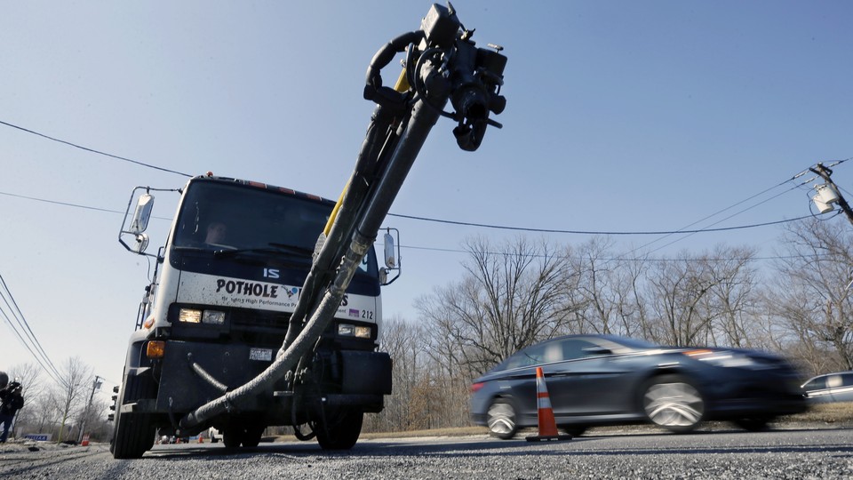 A pothole-repair truck