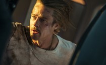 A close-up shot of Brad Pitt in "Bullet Train"