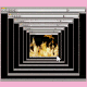 A series of browser tabs, with flames in the center, on a pink background
