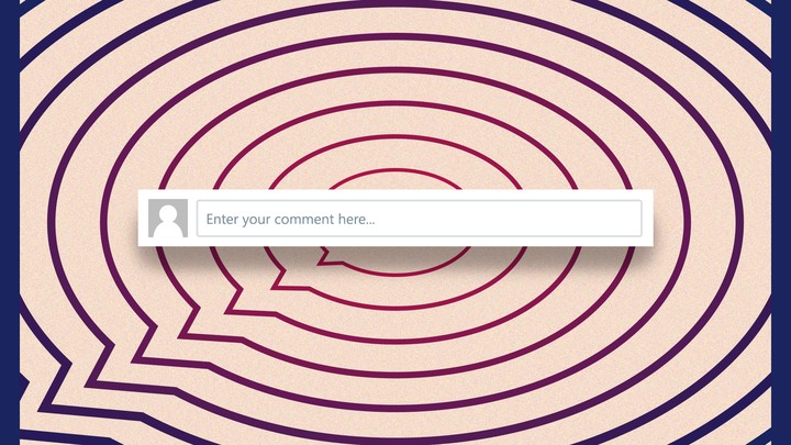 A series of concentric speech bubbles overlaid with a text box that says "Enter your comment here"