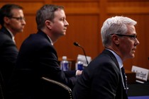 Google's Richard Salgado, Twitter's Sean Edgett, and Facebook's Colin Stretch testify.