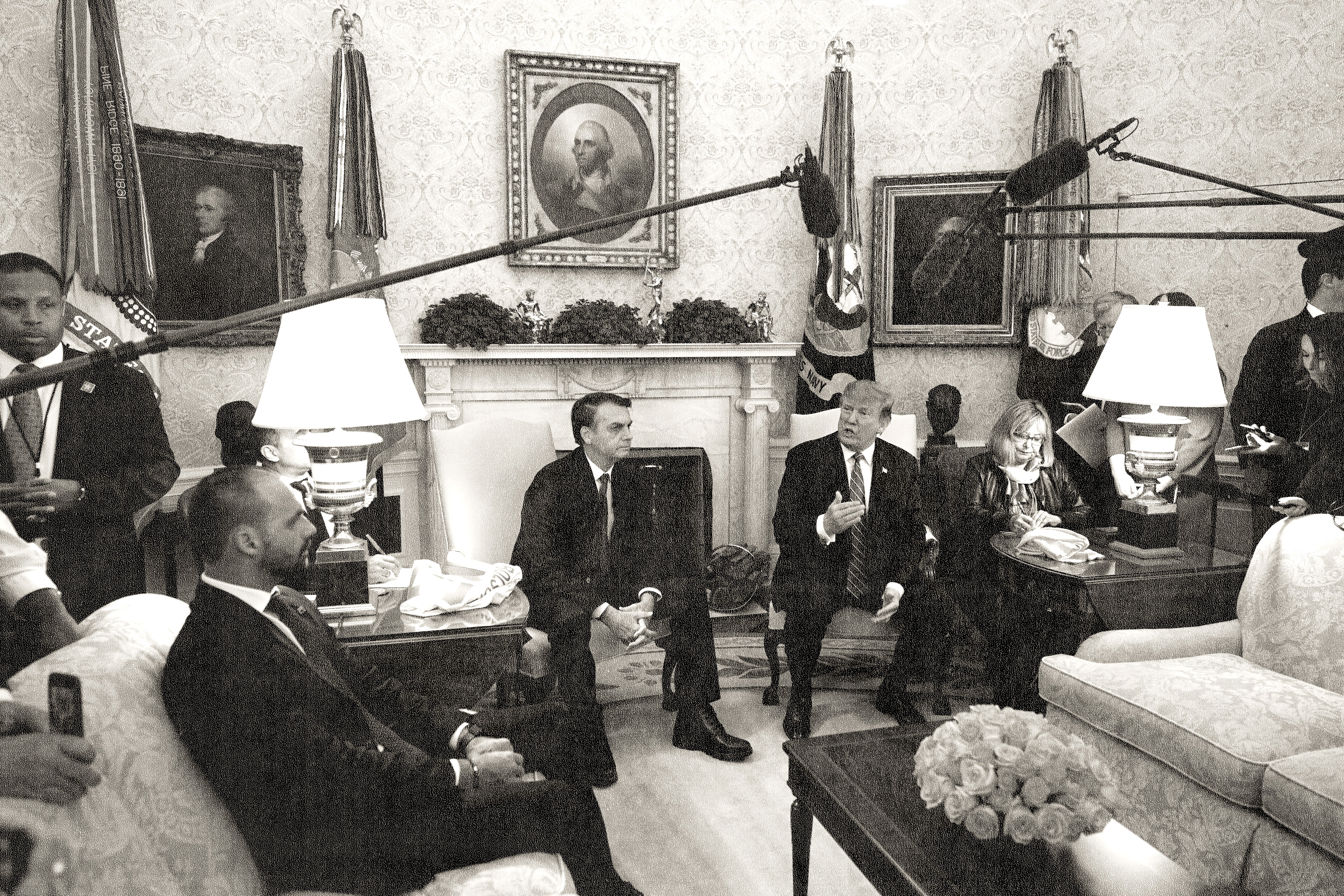 U.S. President Donald Trump and Brazilian President Jair Bolsonaro meet at the White House.