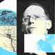 Paul Farmer next to a globe