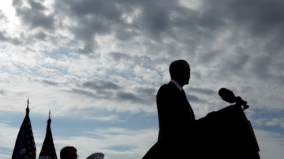 Barack Obama speaks during a 9/11 commemoration at the Pentagon.