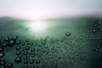 A close-up photo of droplets of water