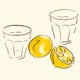 illustration with two glasses and two lemons