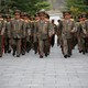 Military officers visit Friday the birthplace of Kim Il Sung, a day before his 105th birth anniversary in Mangyongdae, just outside Pyongyang.