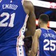 Joel Embiid and Ben Simmons of the Philadelphia 76ers