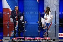 Donal Trump talks to Kaitlan Collins at a CNN town hall