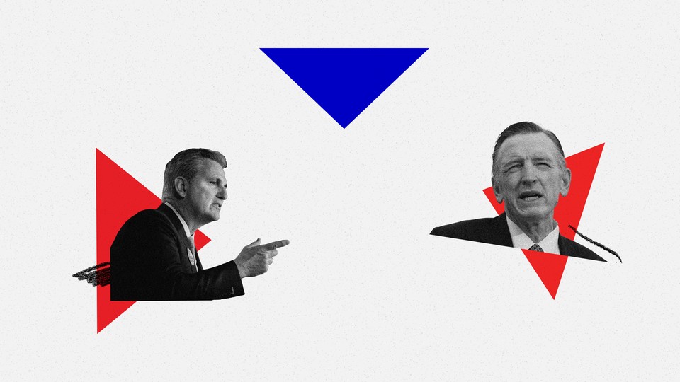 An illustration featuring Kevin McCarthy and Paul Gosar
