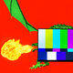 Illustration of a dragon holding a television