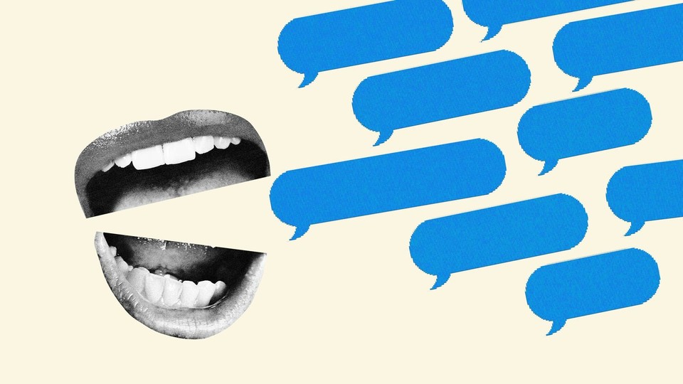 an image of a mouth with text bubbles