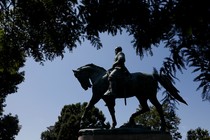 The statue of Confederate General Robert E. Lee sits at the center of the park formerly dedicated to him, the site of recent violent demonstrations in Charlottesville, Virginia.