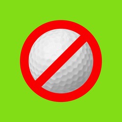 A golf ball inside a general prohibition sign