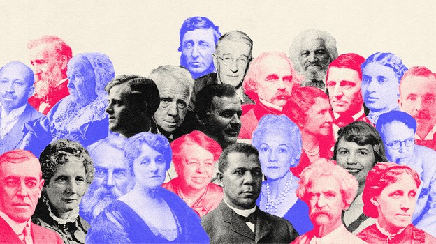 A collage of photos of past contributors featured in The Atlantic Writers Project