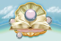 A book surrounded by pearls coming out of a bivalve