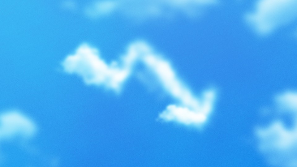 A cloud in the shape of an arrow pointing downward