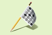 A pencil-flag with a standardized-test sheet