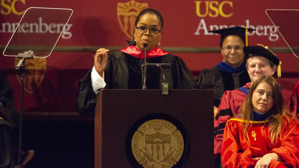 Oprah Winfrey delivers a commencement address 