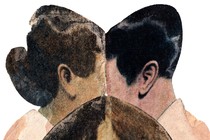 Illustration of two couples merging into each other.