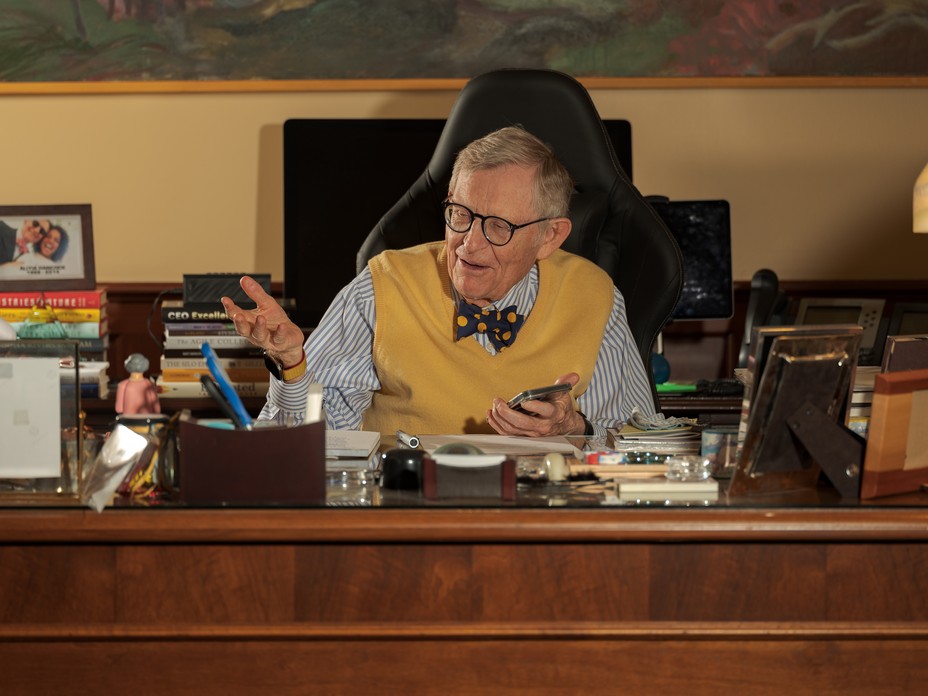 Gordon Gee poses for a portrait in his office at West Virginia University