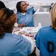 Bria Holloway, who is five weeks pregnant, attends a prenatal doula class held at Cook County Jail on November 13, 2019. The group meeting is every Wednesday. This session focused on making a vision board as well as a birth wish list.