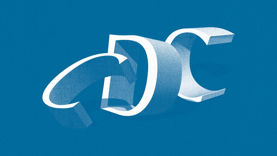 Illustration showing letters from the CDC logo causing one another to fall like a domino effect