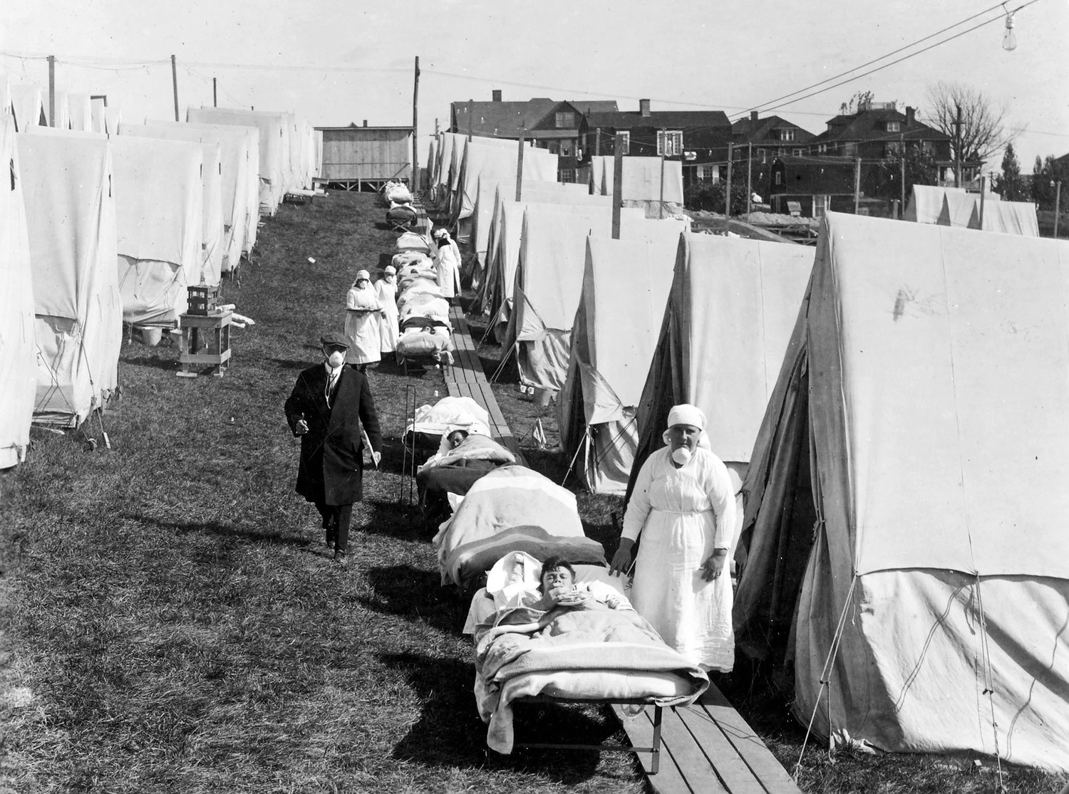 Utomhus-sjukhus i Boston. Foto: National Archive